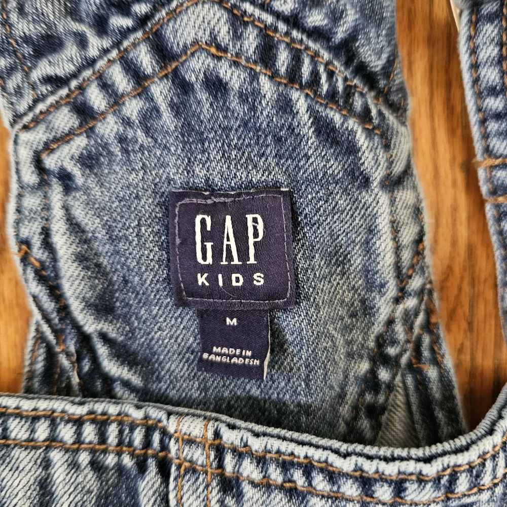 GAP Kids Classic Distressed Denim Overalls Size M
